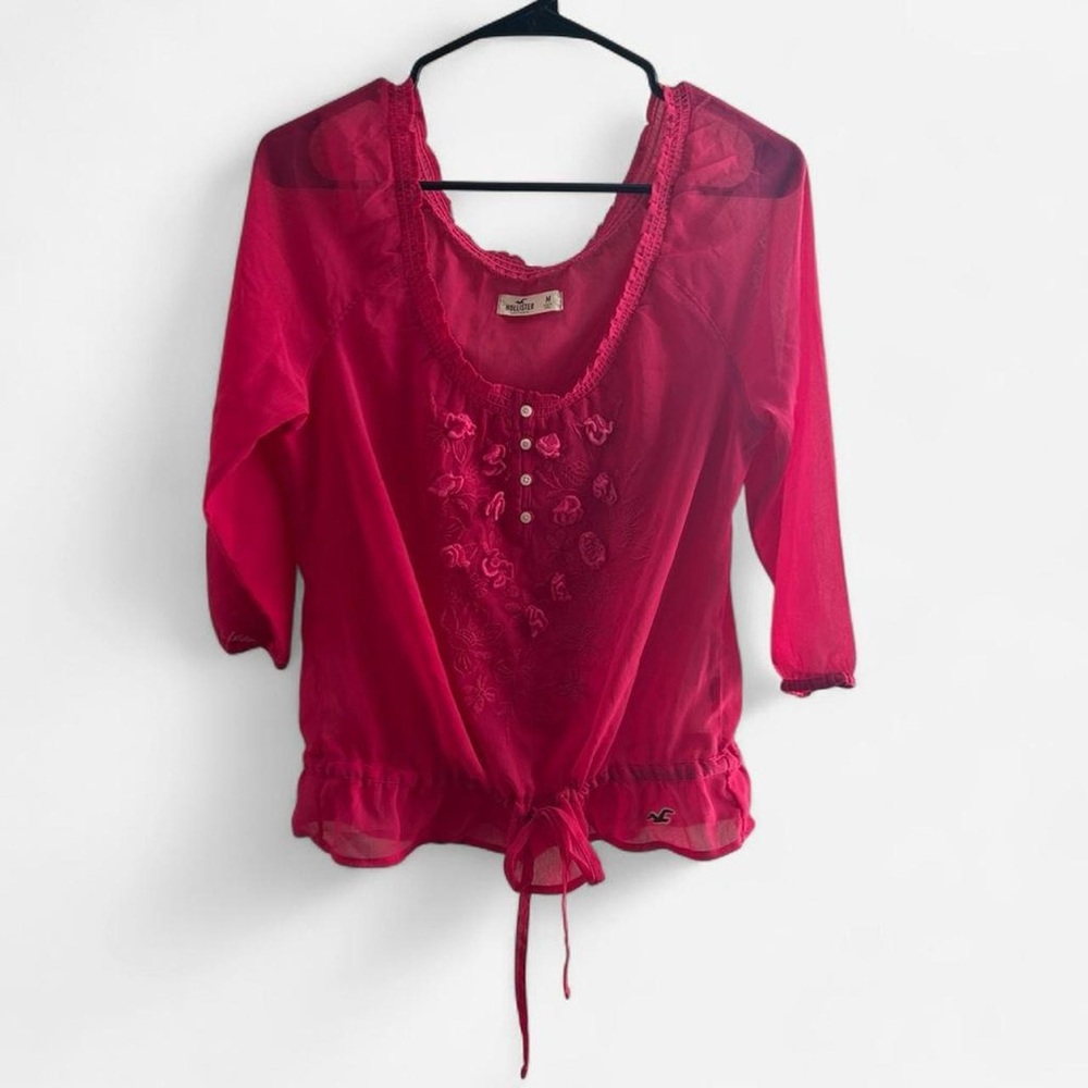 Y2K Fairy Whimsical Women’s Hollister Top Size Medium Hot Pink Peplum Flowy